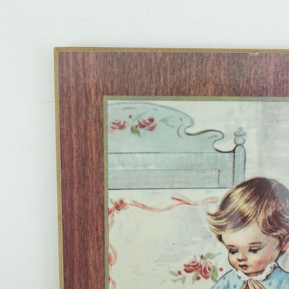 Vintage Bonella Milano Italy Print on Wood Boy Praying Childs Room - Picture 2 of 11